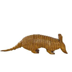 Vintage Hand Carved Wooden Armadillo Realistic Folk Art Antonio Monteiro
